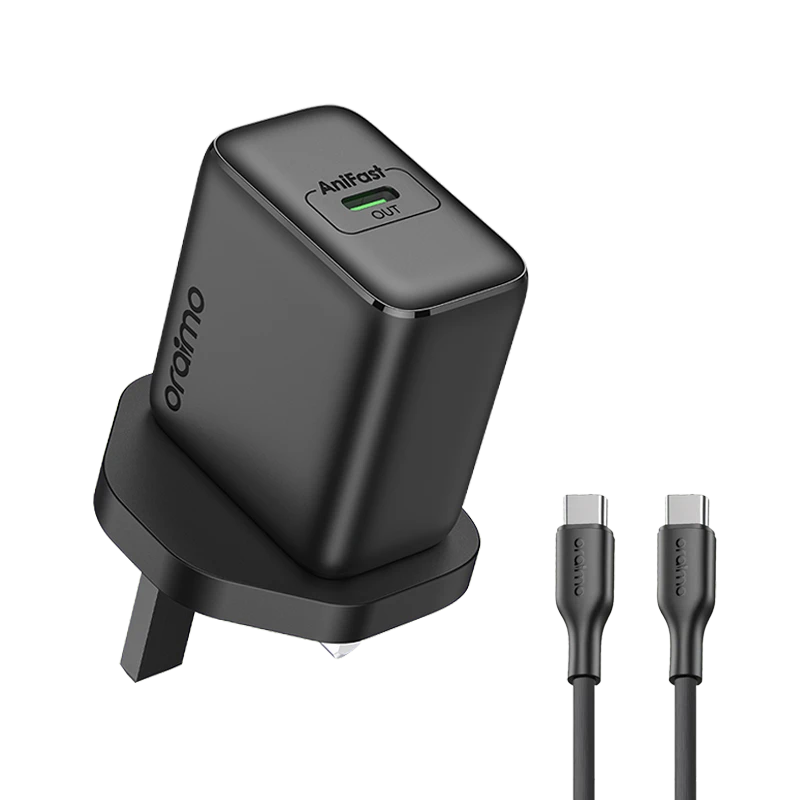 Oraimo Wall Charger USB C Port 35w WITH CABLE TYPE C to TYPE C BLACK