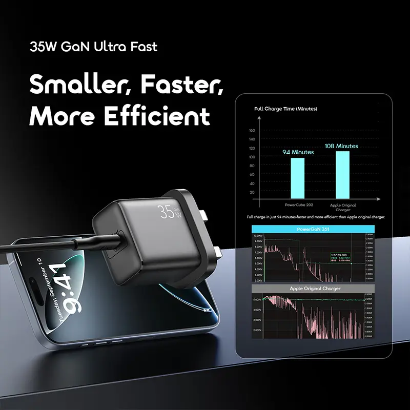 Oraimo Wall Charger USB C Port 35w WITH CABLE TYPE C to TYPE C BLACK - view 5