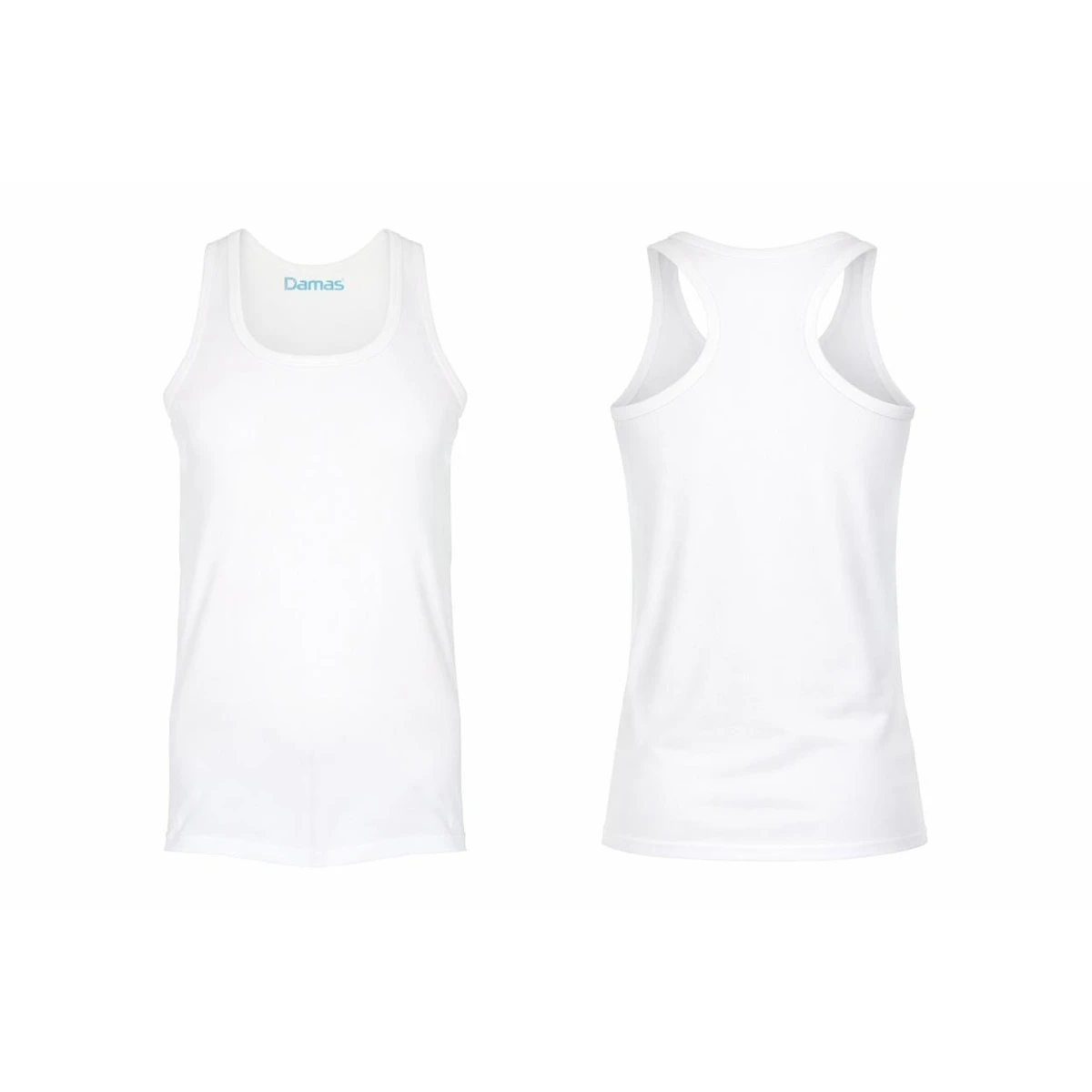 Damas Men's Sleeveless Sports Tank Top White XXL 100% Cotton