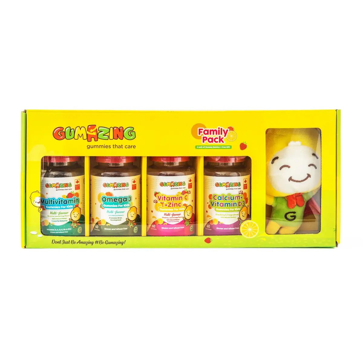 Gumazing Family Pack Calcium and Vitamin D3 and  Vitamin C and Zinc and Multivitamin and Omega3  with Plush Toy 240 Gummies - view 2