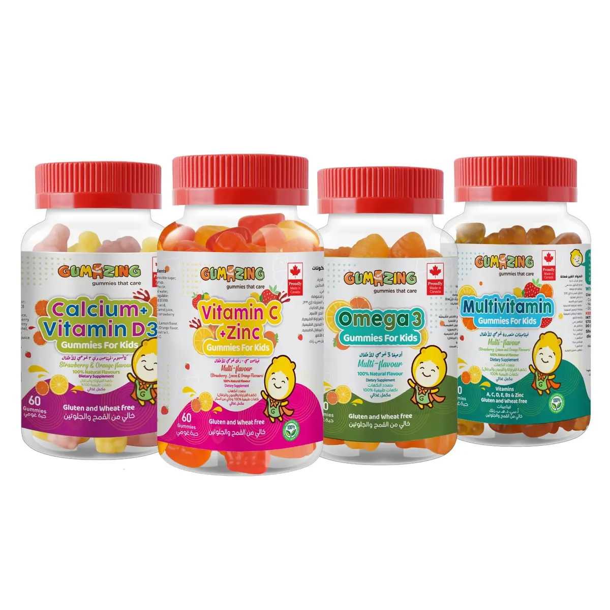 Gumazing Family Pack Calcium and Vitamin D3 and  Vitamin C and Zinc and Multivitamin and Omega3  with Plush Toy 240 Gummies - view 1
