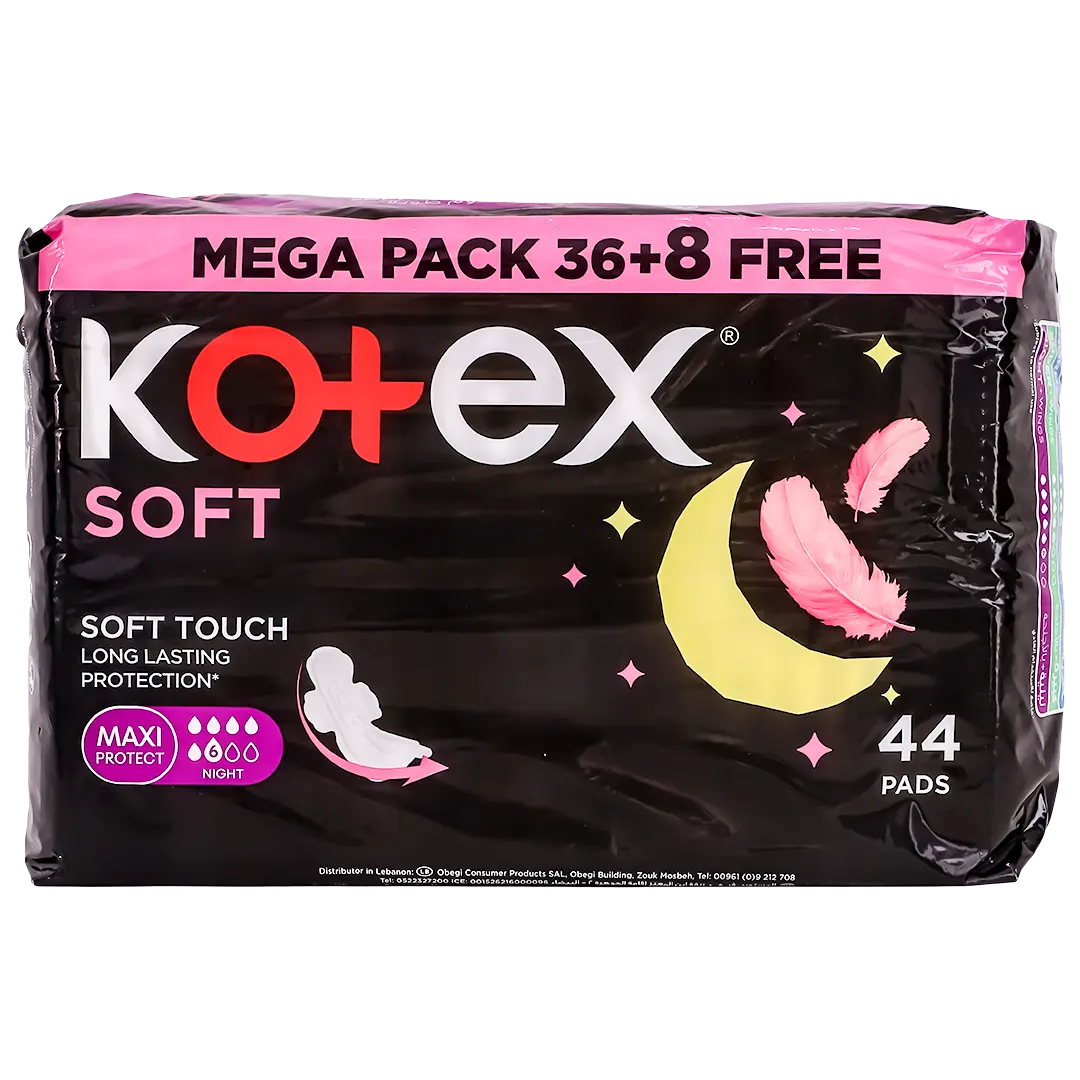 Kotex Soft Maxi Protect Thick Pads With Wings Overnight Protection Feather-Touch Softness 44 pcs - view 5