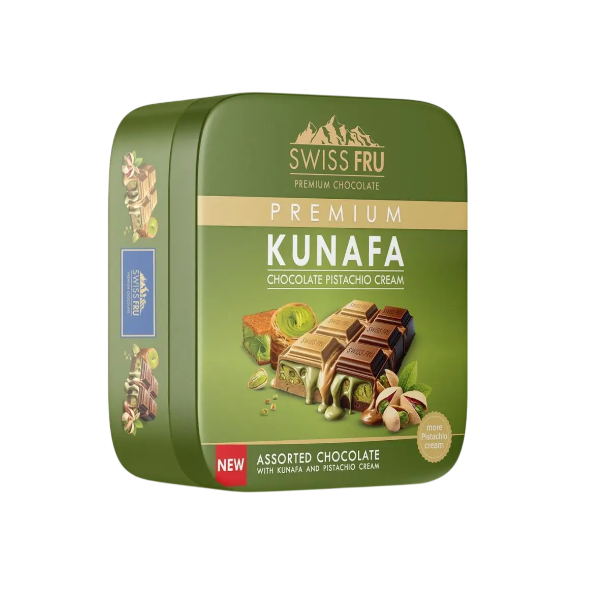 Swissfru tin gift box chocolate with kunafa & pistachio Cream 200 gm - view 1