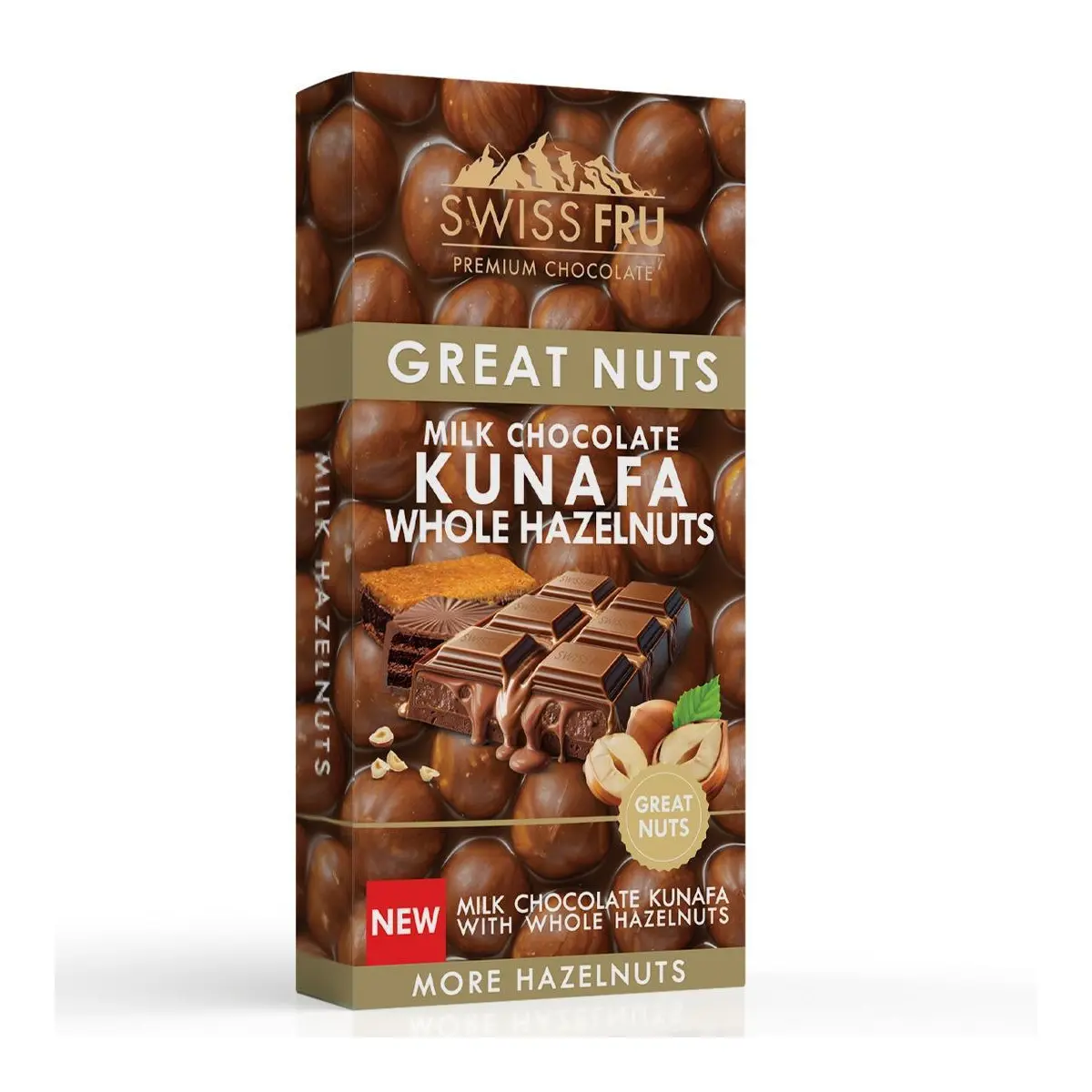 Swissfru milk kunafa bar with whole hazelnut 150 gm - view 1