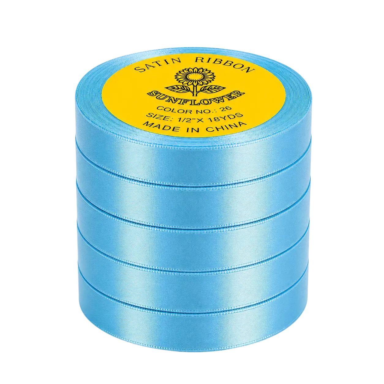 Blue Satin Ribbon 5 pcs Size 1/2 * 18 YDS - view 1