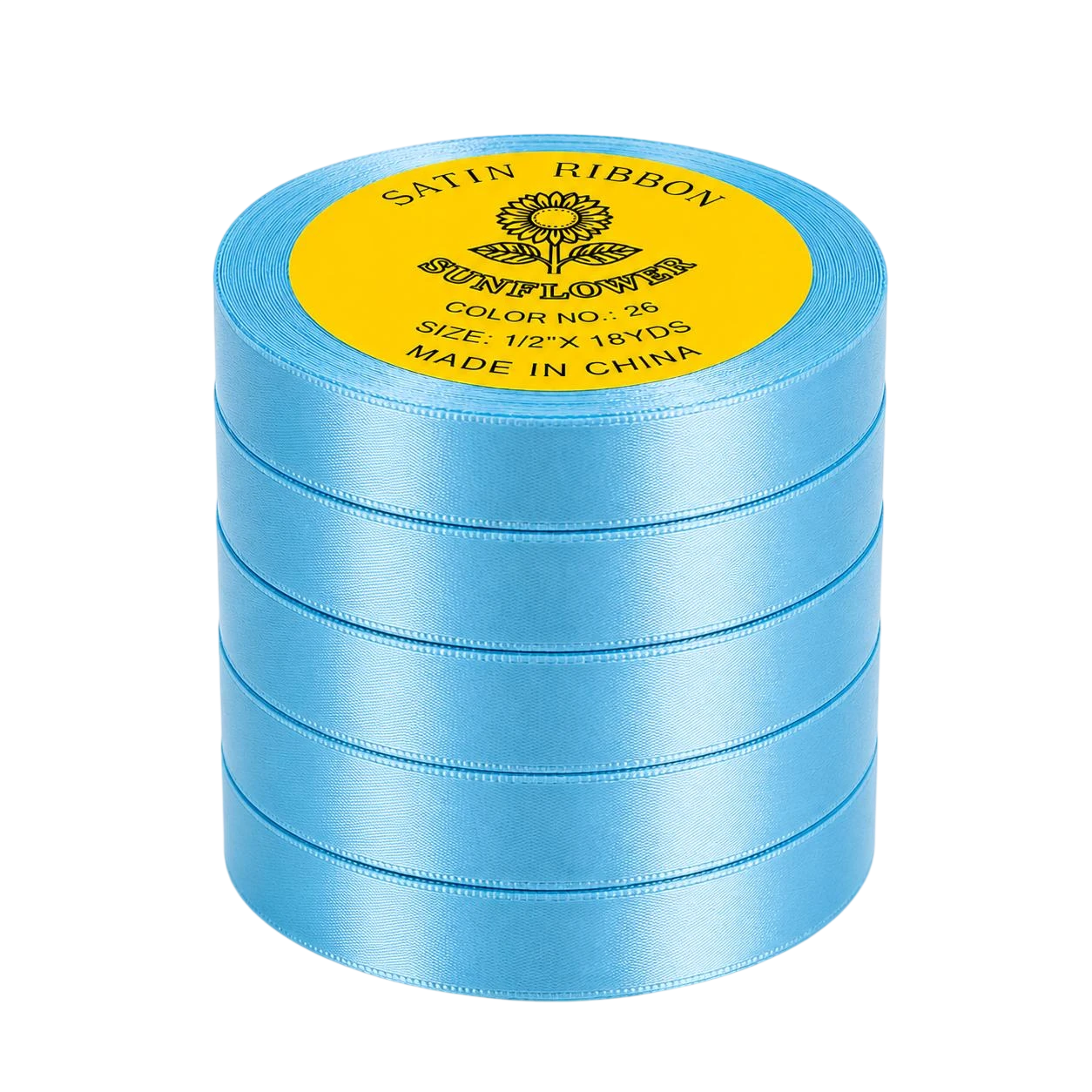 Blue Satin Ribbon 5 pcs Size 1/2 * 18 YDS