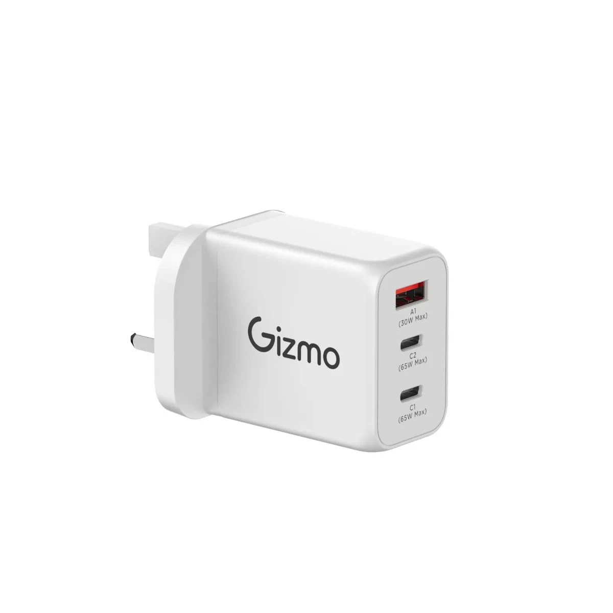 Gizmo  White USB-C 2 + USB-A 1 Wall Charger 65W