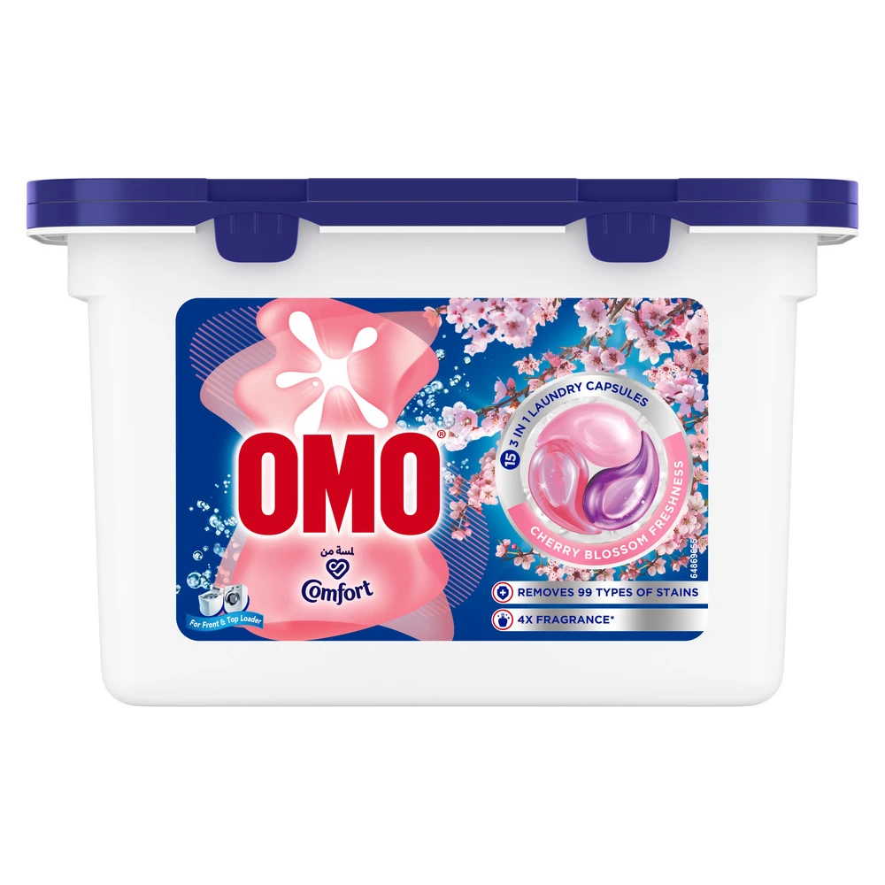 Omo Comfort 3 in 1 Laundry Capsules Cherry Blossom Freshness 15 Capsules
