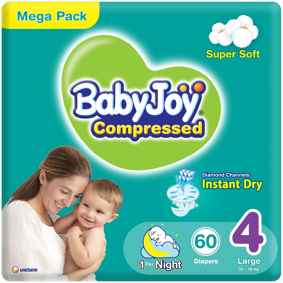 Babyjoy Diapers Mega Pack Large No 4 count 60 Diapers  - view 1