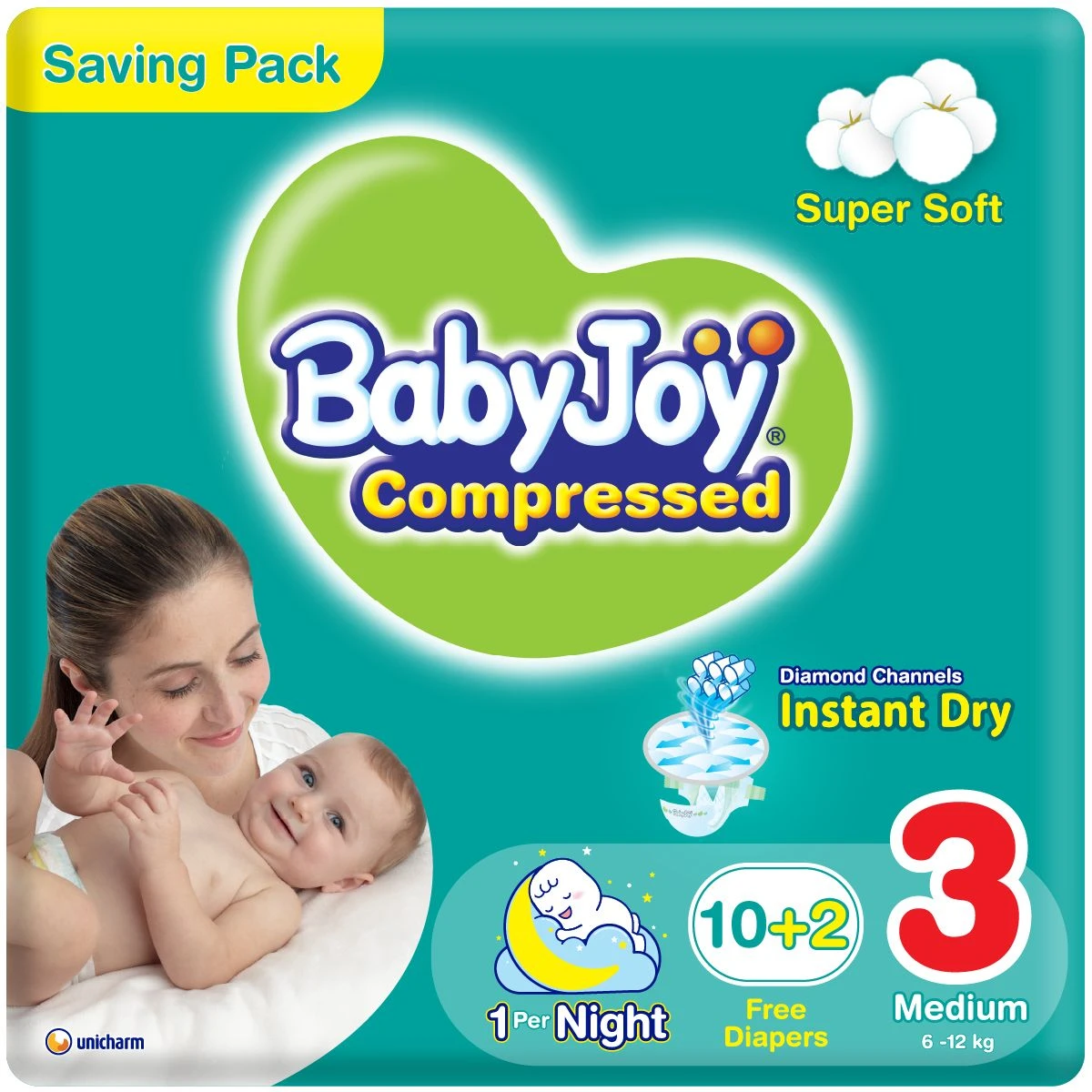 Baby Joy Size 3 Medium 10+2 Diapers