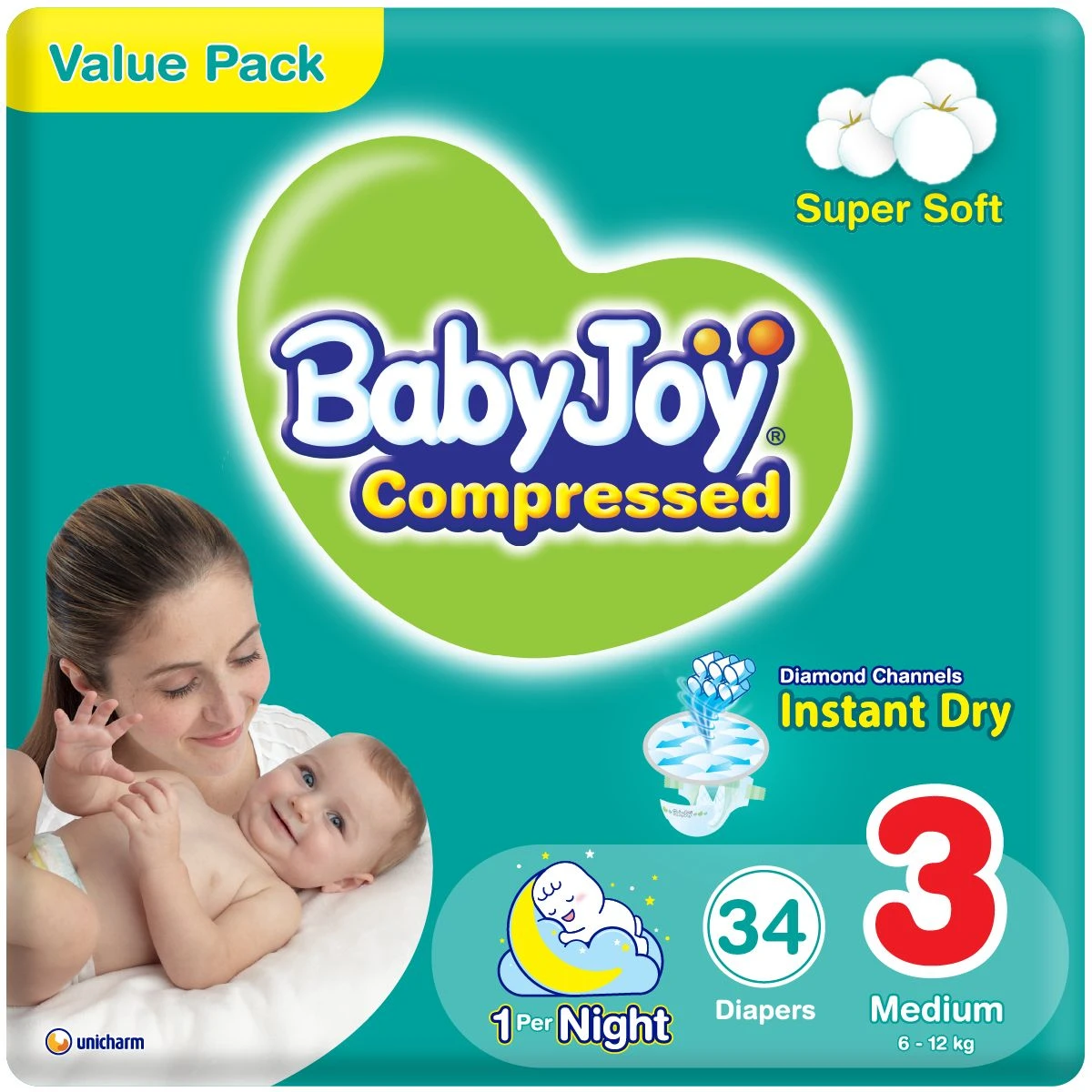 Babyjoy Diapers Value Pack Medium No 3 count 34 Diapers