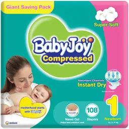 Babyjoy Diapers Giant Pack New Born No 1 count  108 Diapers