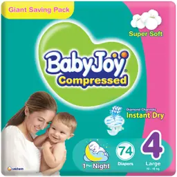 Babyjoy  Diapers Giant Pack Large No 4 count 74 Diapers