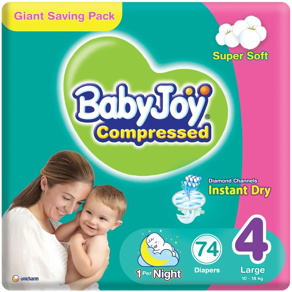 Babyjoy  Diapers Giant Pack Large No 4 count 74 Diapers - view 1