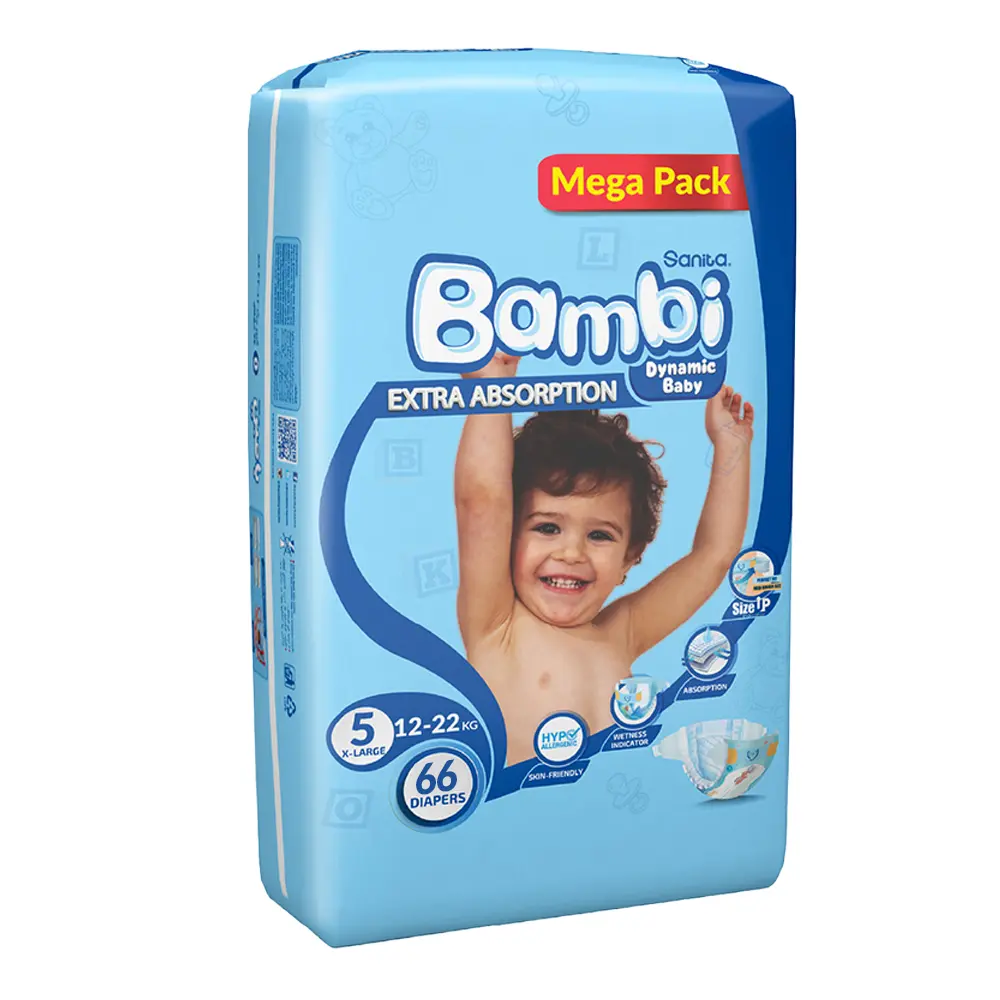 Sanita Bambi Baby Diapers Mega Pack Size 5 X Large 12-22 KG 66 Diapers - view 6