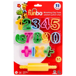 Funbo Clay Tools Numbers English +1 Roll 14 Molds