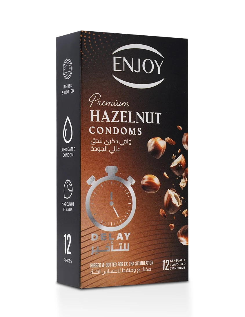Enjoy Premium Condoms for Delay Hazelnut Flavour 12 pcs