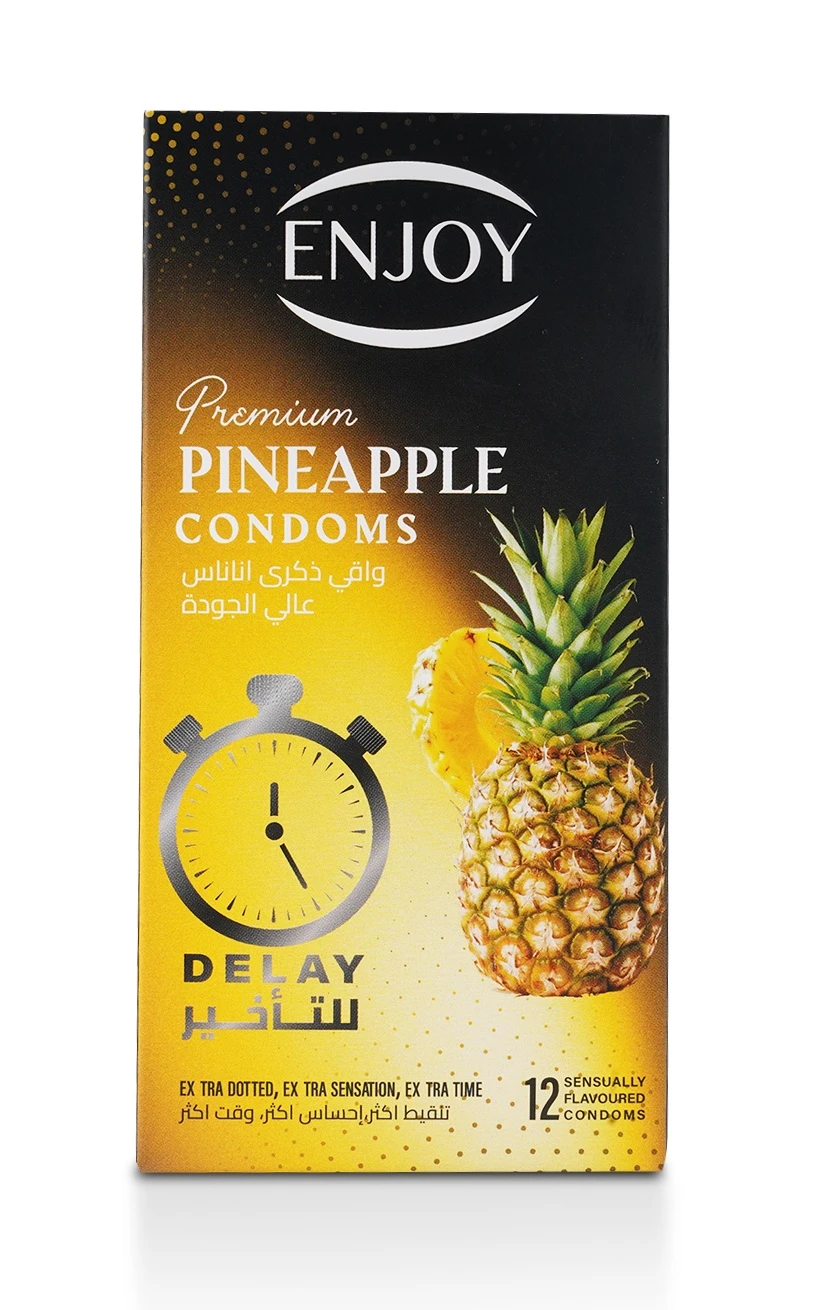 Enjoy Premium Condoms for Delay Pineapple Flavour 12 pcs
