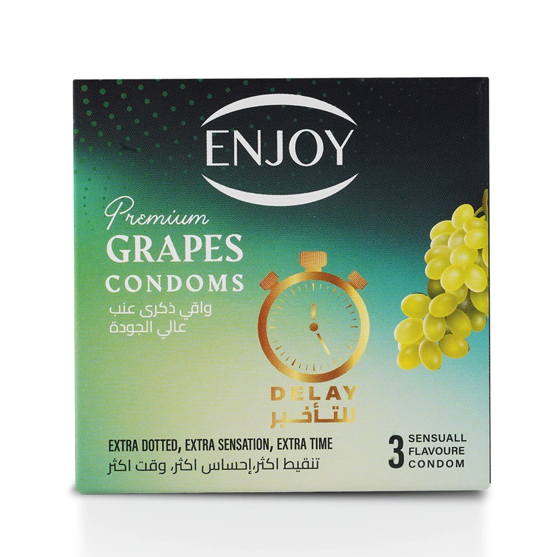 Enjoy Premium Condoms for Delay Grapes Flavour 3 pcs