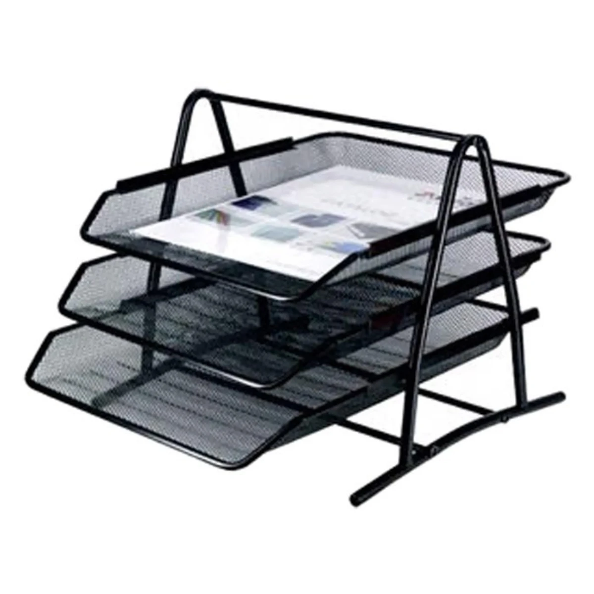 Sab Desk Organizer Paper Tray With 3 Tier Black Color   