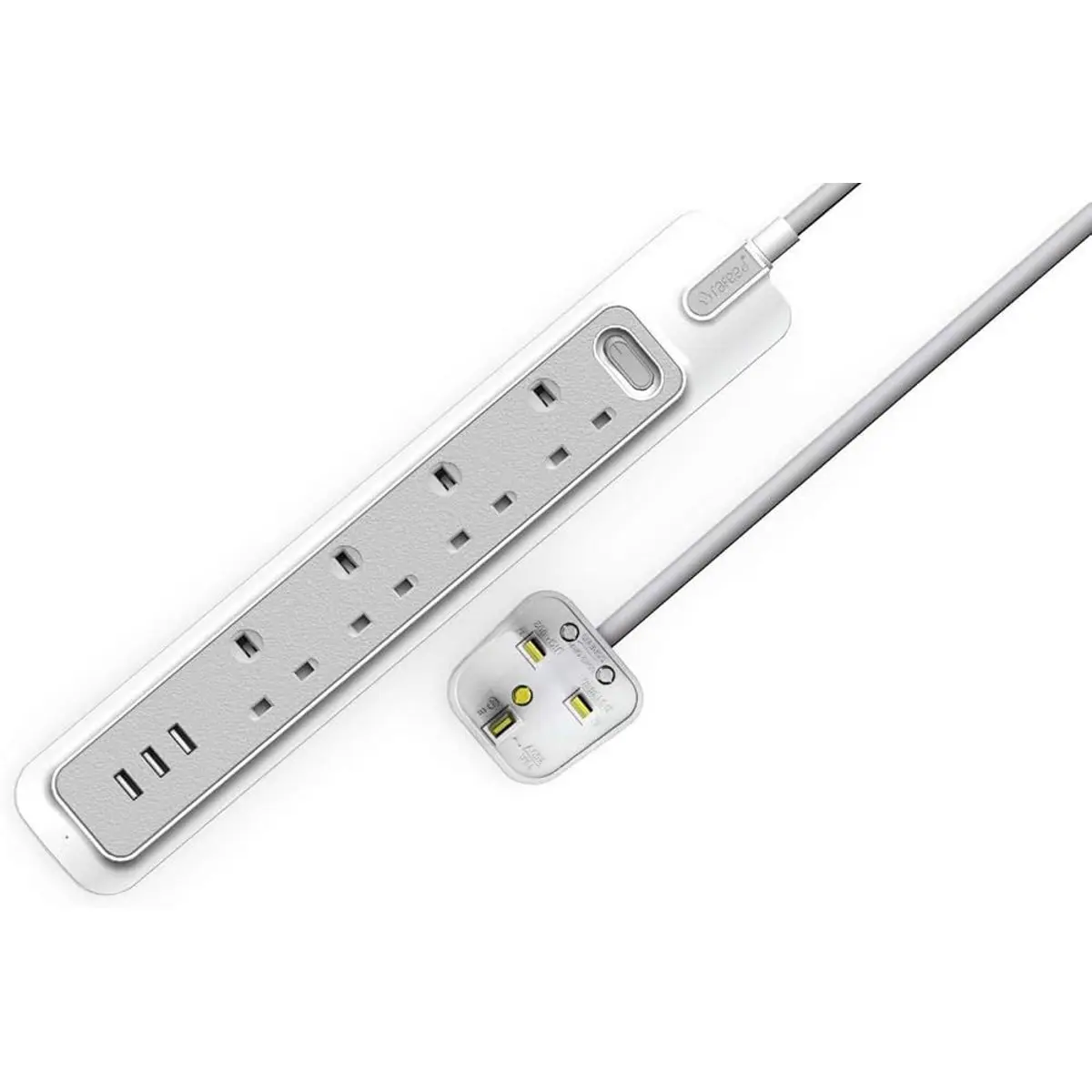 Rafeed Power Extension 4 Gangs 2m 3 USB A 13A - view 1
