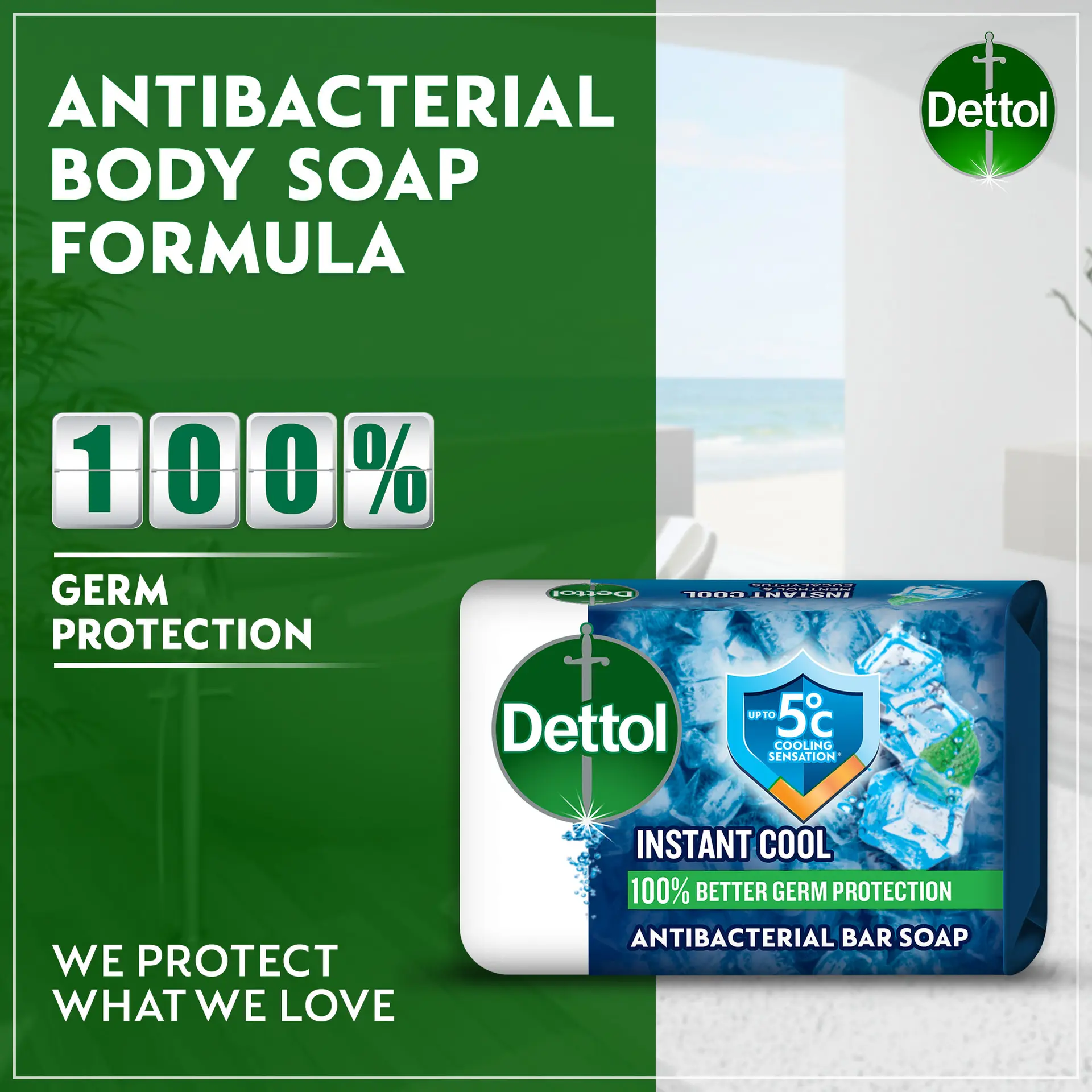 Dettol Instant Cool Bar Soap Menthol & Eucalyptus Scent 165 gm - view 2