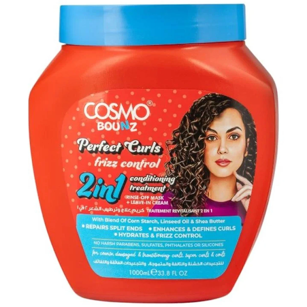 Cosmo Bounz 2 in 1 Perfect Curls Frizz Control Treatment Cream 1000 ml