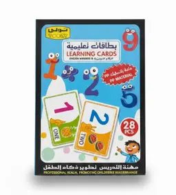 تولي بطاقات تعليم الأرقام الإنجليزية بلاستيكية 28 قطعة مقاومة للماء والتمزق 3+