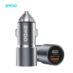 BWOO PD  Car Charger Fast Charging 2 Port  USB C 38W Black