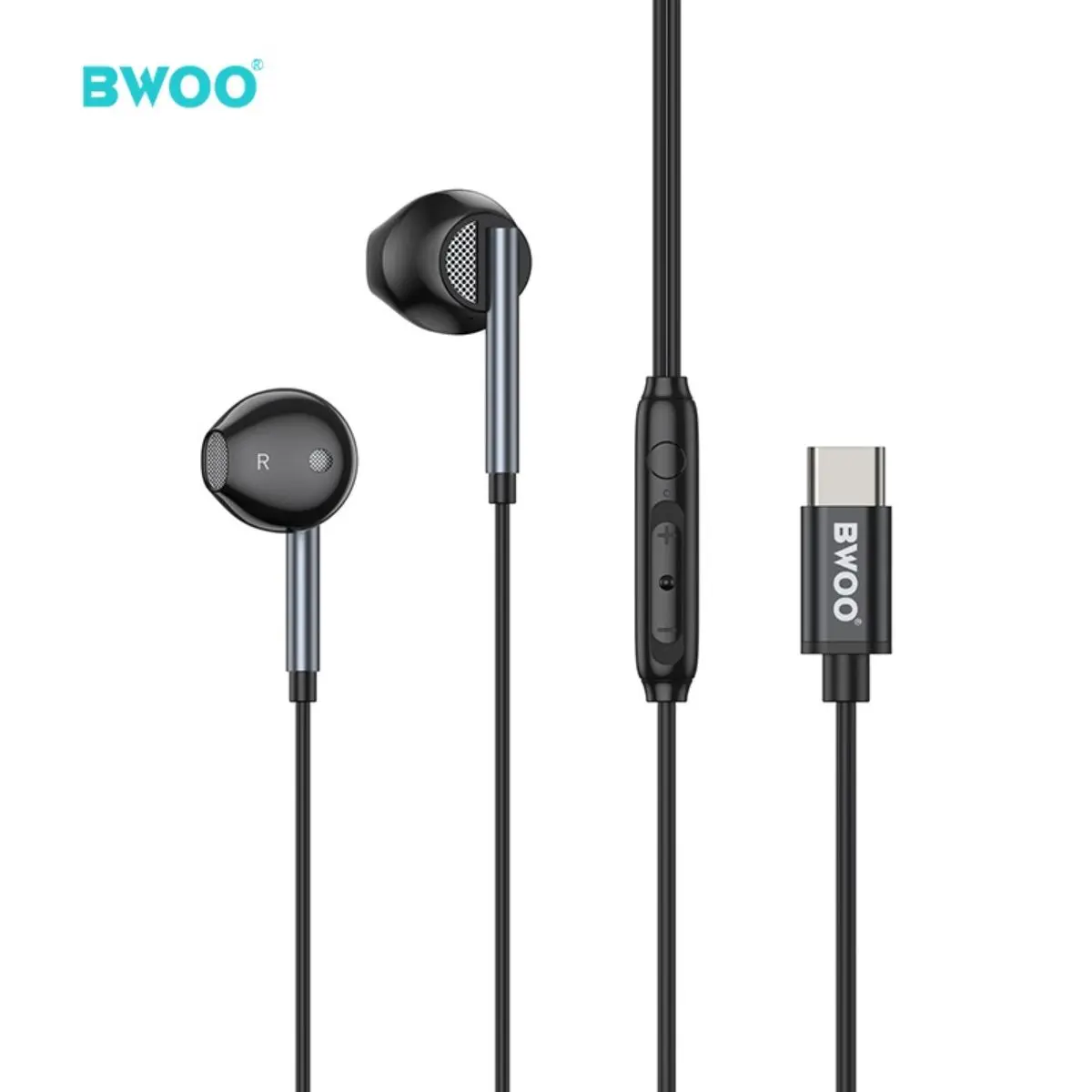BWOO Earphone with USB-C Wired Earbuds BK-  HF167 - view 1