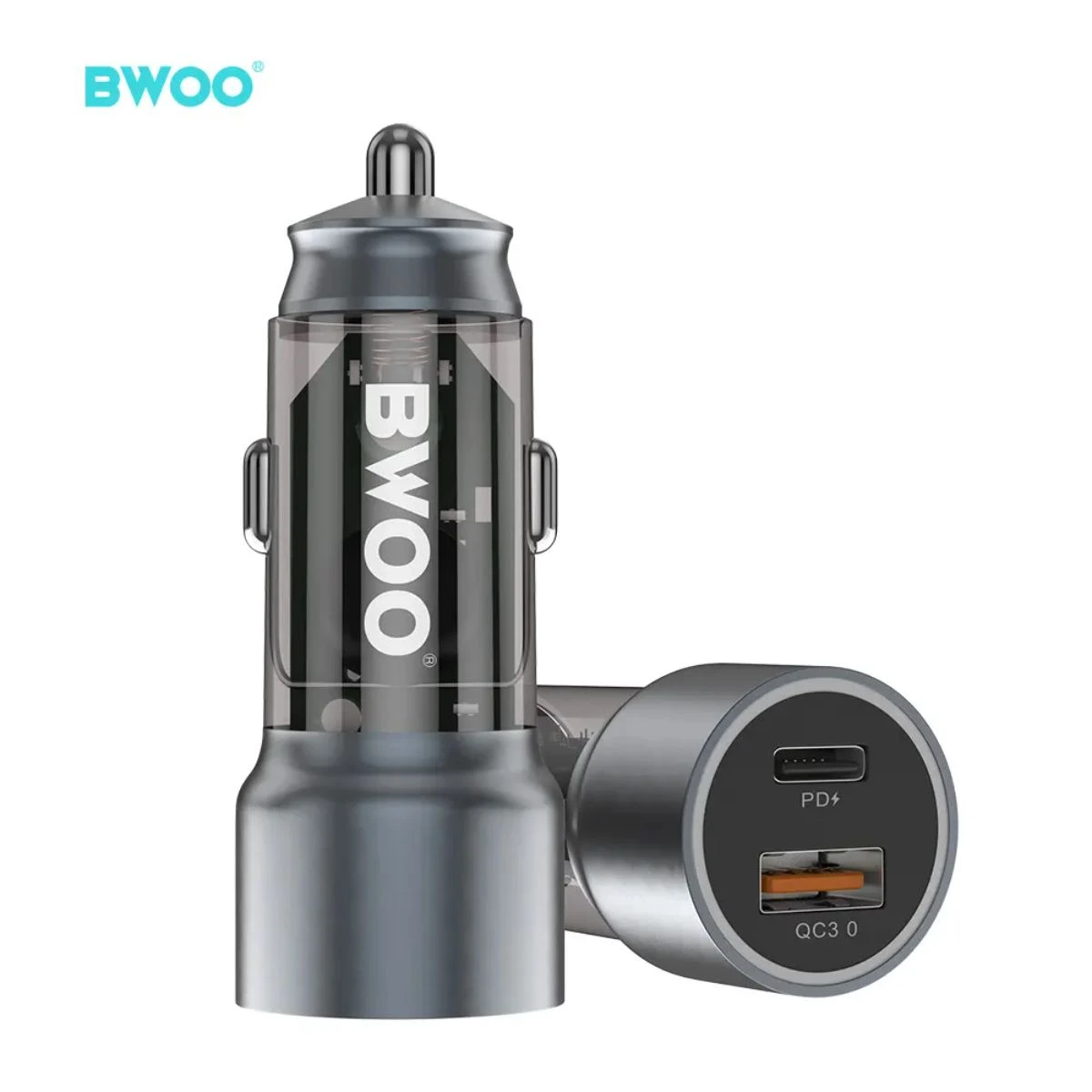 BWOO Car Charger Fast Charging PD Dual Port USB C 43 W Black