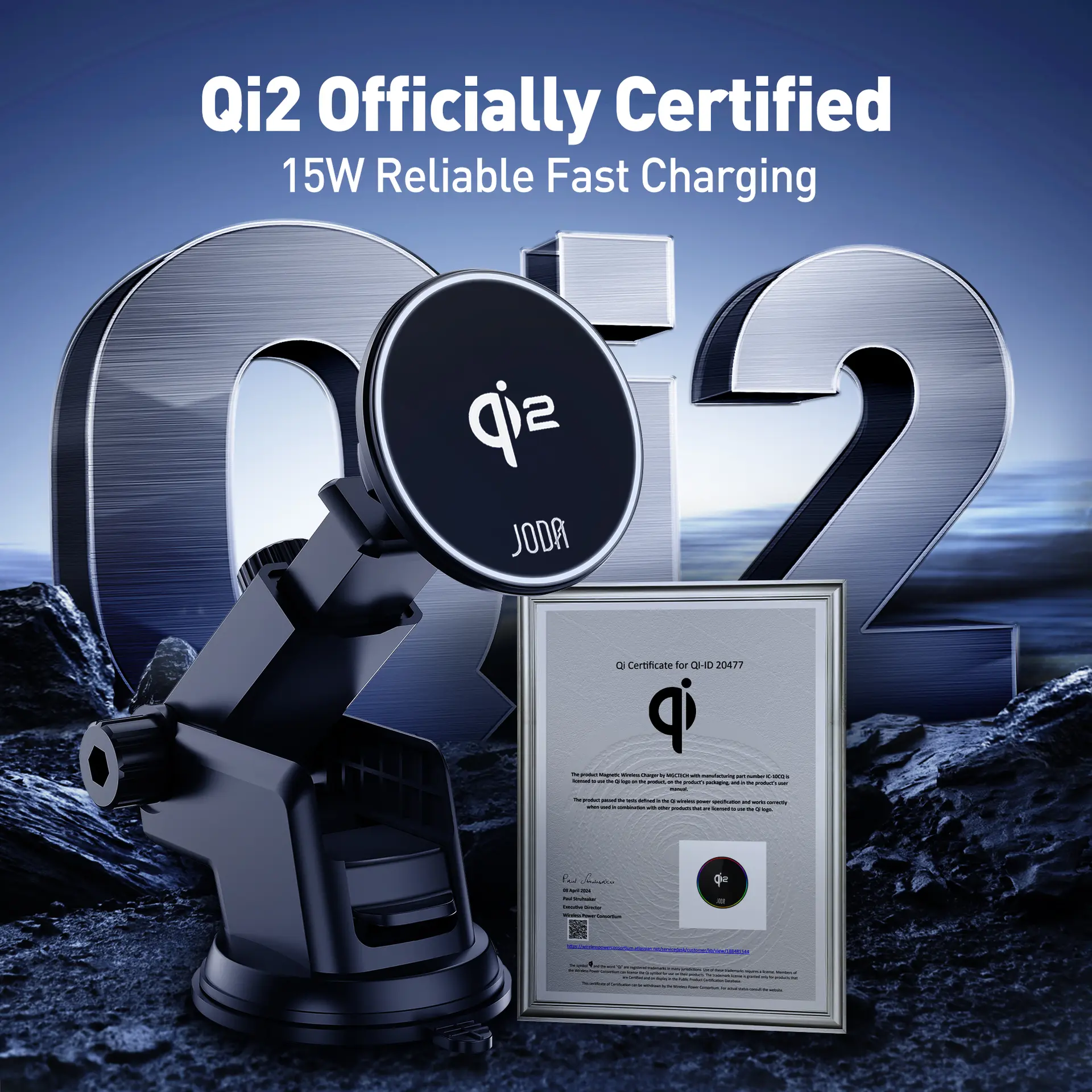 Joda MagQ C1 Wireless Charging Car Holder Black Color 15W - view 7