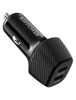 Ravpower 60w Car Charger with restractable 2 Port USB C
