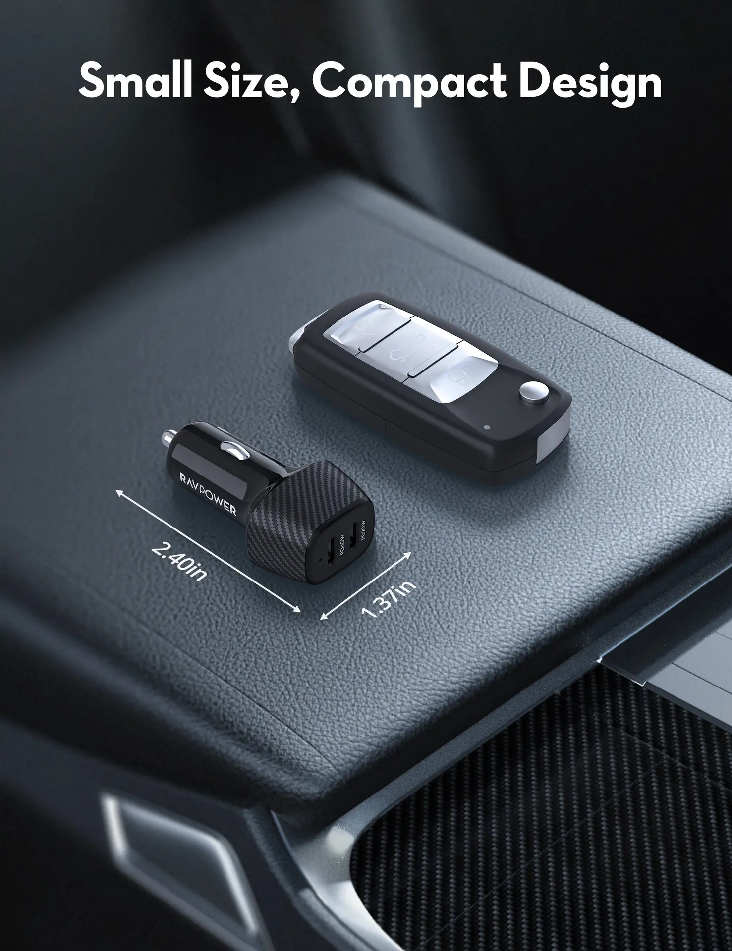 Ravpower 60w Car Charger with restractable 2 Port USB C - view 6