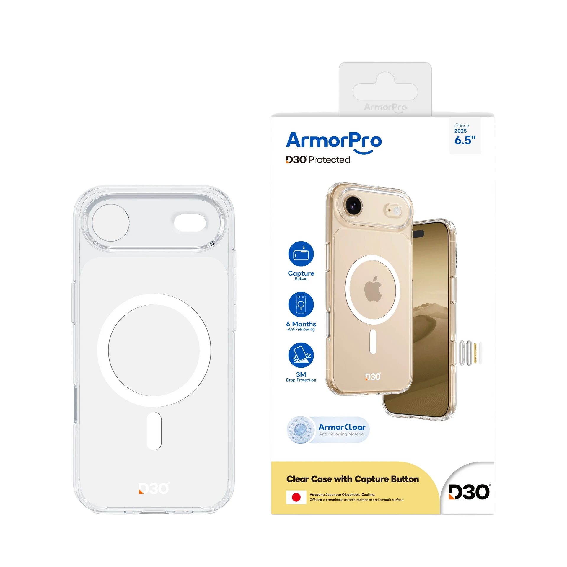 Armorpro Protected Tpu And Pc Magsafe Clear Case With Capture Button White For Iphone 17 Air