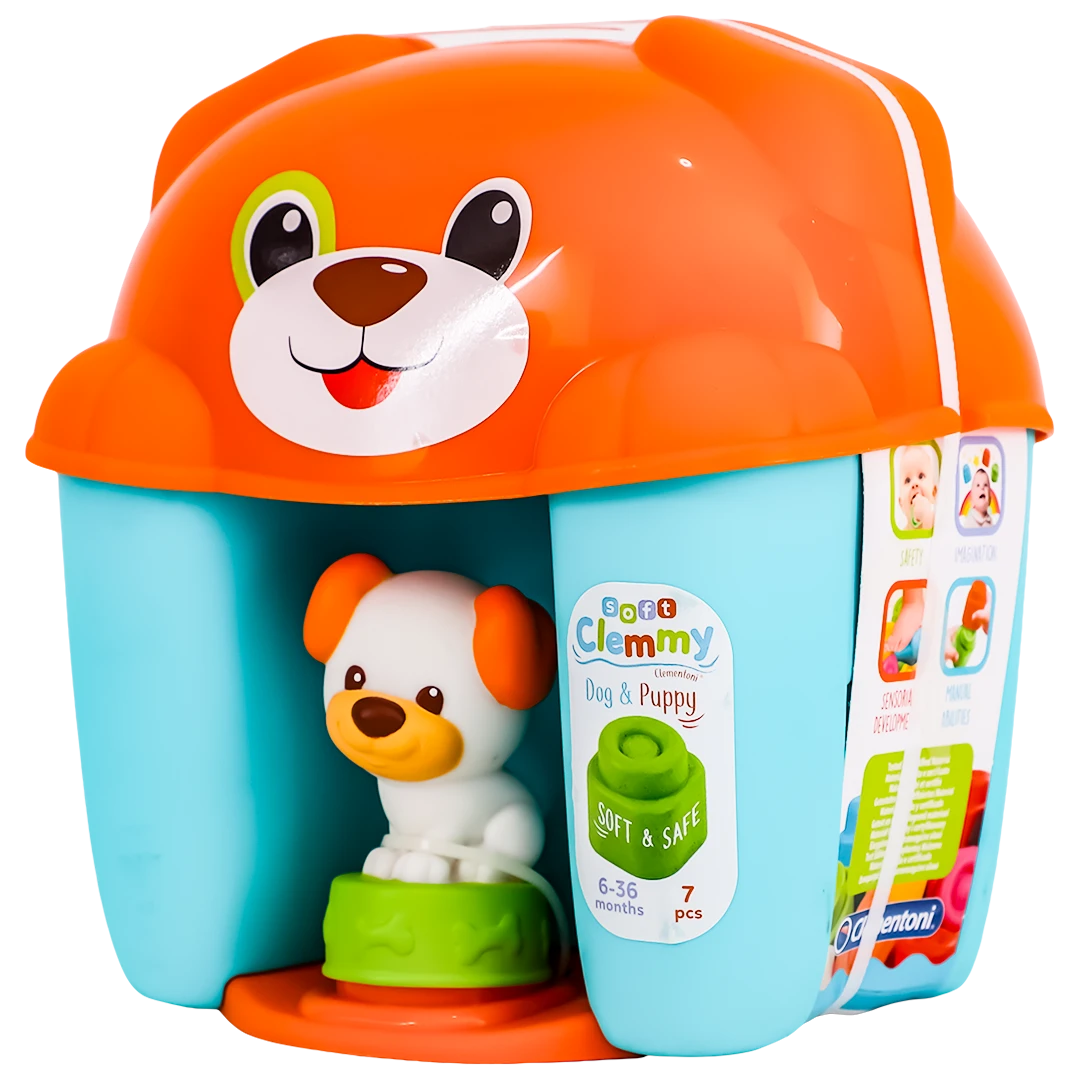 Clementoni sand bucket  dog shape with puppy boy  