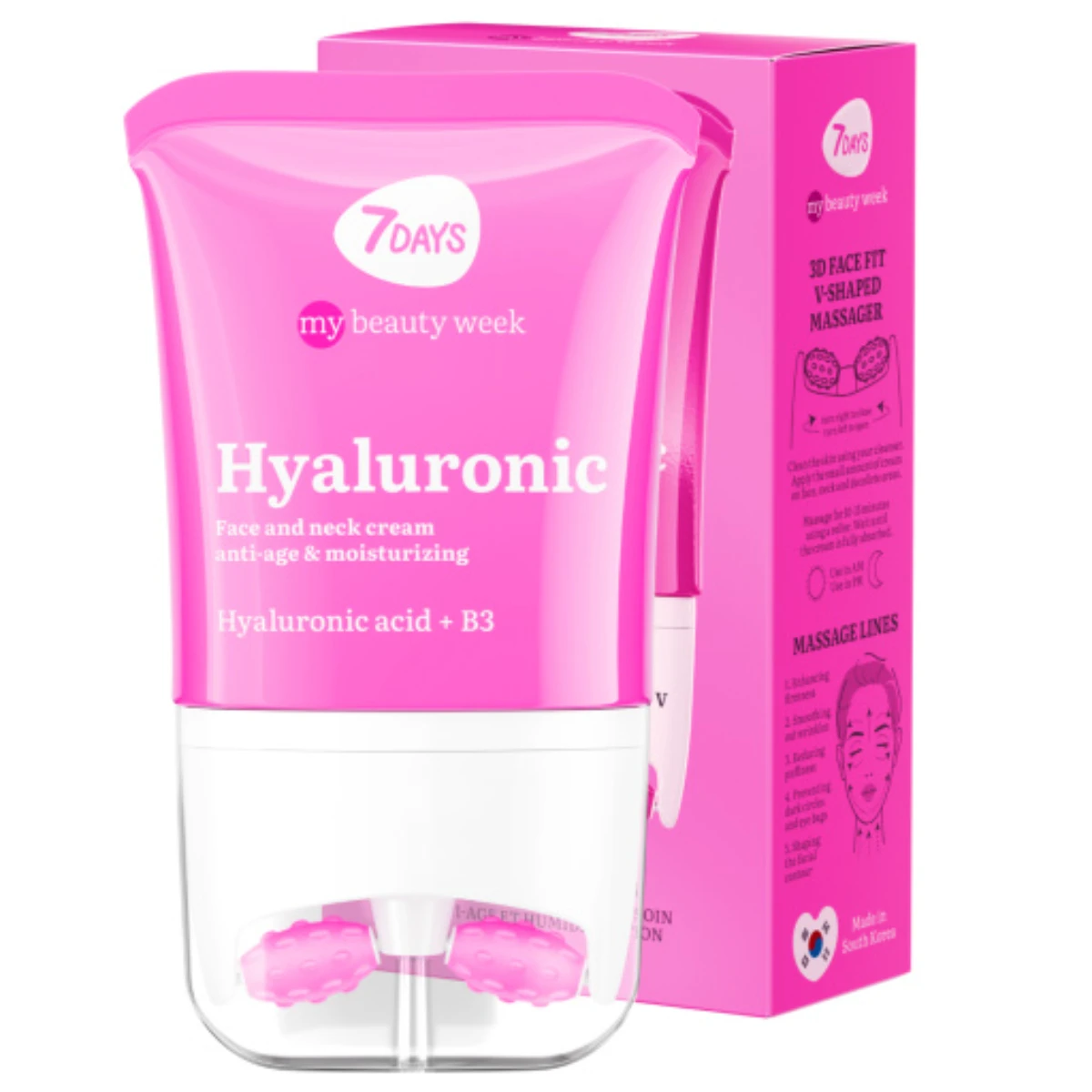 7Days Hyaluronic Face And Decollete Cream With Massager 80 ml