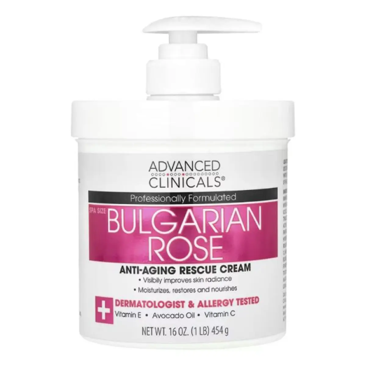 Advanced Clinicals Bulgarian Rose Body Cream 454 gm - view 1