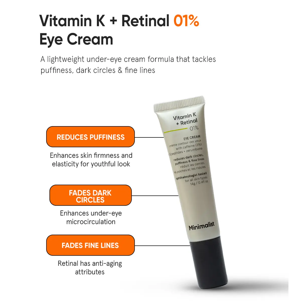 Minimalist Vitamin K + Retinal 01% Eye Cream 14gm - view 2