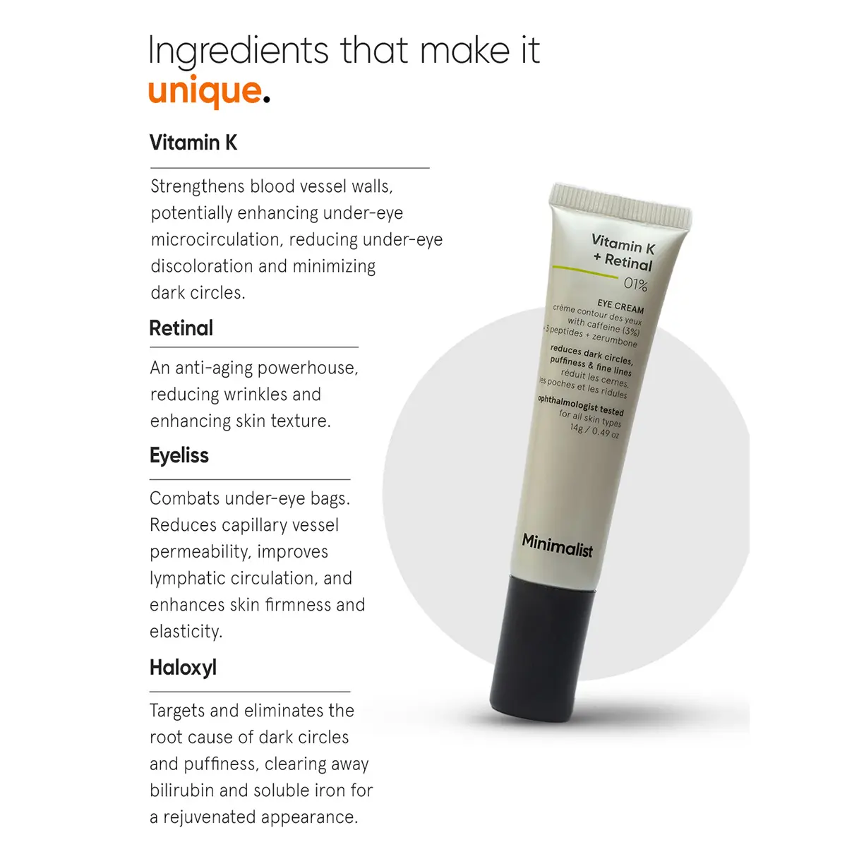 Minimalist Vitamin K + Retinal 01% Eye Cream 14gm - view 4