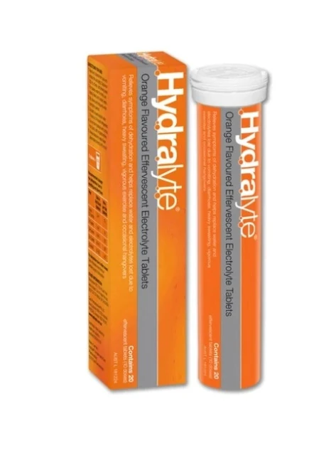Hydralyte Orange Flavoured Effervescent Electrolyte 20 Tablets